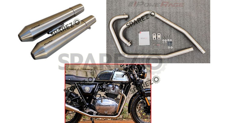 Royal Enfield GT and Interceptor 650cc SS LH-RH Exhaust Header Pipe with Silencer Matt Finish - SPAREZO